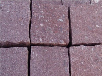 China Purple Porphyry Cobblestone, Pavers, Cubestone