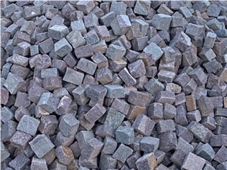 China Purple Porphyry Cobblestone, Pavers, Cubestone