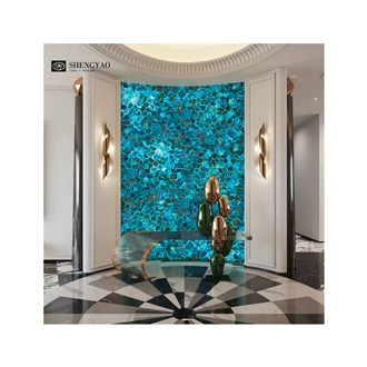 Backlit Translucent Blue Apatite Semiprecious Stone Slabs