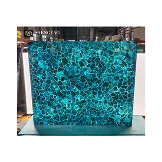 Backlit Translucent Blue Apatite Semiprecious Stone Slabs