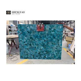 Backlit Translucent Blue Apatite Semiprecious Stone Slabs