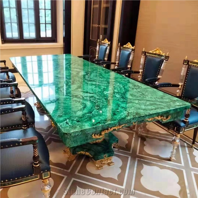 Green Luxury Malachite Semiprecious Stone Custom Furniture Rectangle Table
