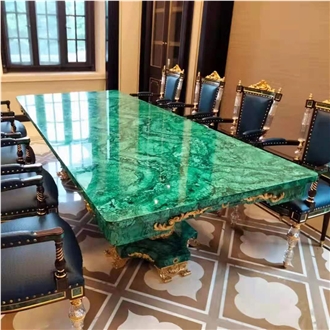Green Luxury Malachite Semiprecious Stone Custom Furniture Rectangle Table