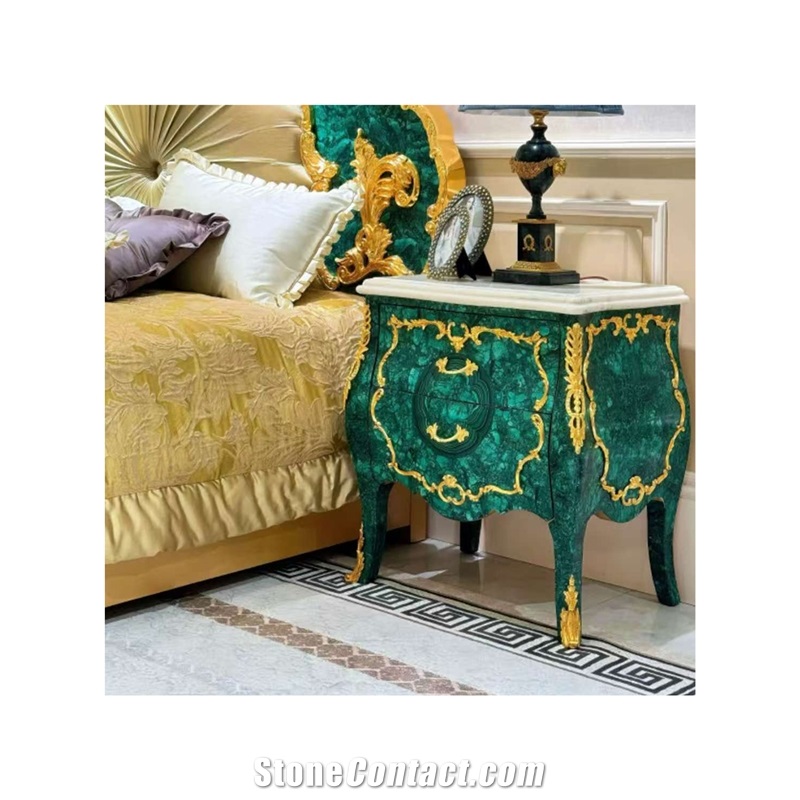 Green Luxury Malachite Semiprecious Stone Custom Furniture Rectangle Table
