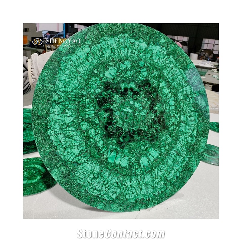 Luxury Green Gemstone Rectangle Malachite Dining Table