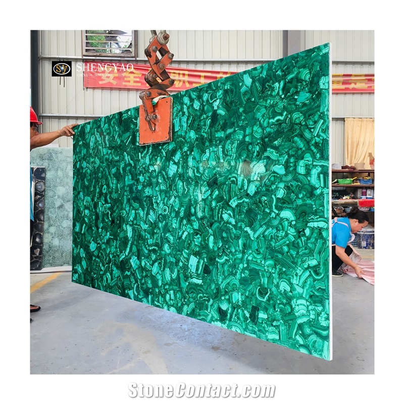 Luxury Green Gemstone Rectangle Malachite Dining Table