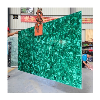 Luxury Green Gemstone Rectangle Malachite Dining Table