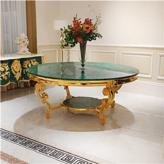 Luxury Green Gemstone Rectangle Malachite Dining Table