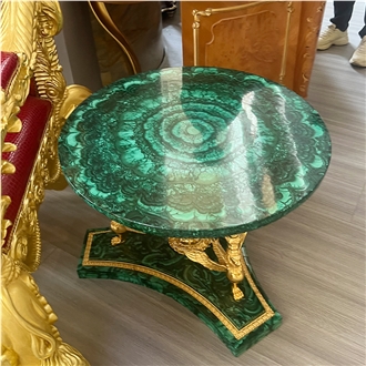 Lxuury Green Malachite Semiprecious Stone Custom Furniture Bedside Table