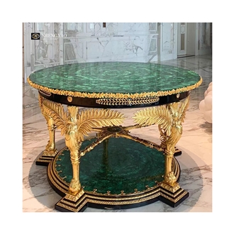 Lxuury Green Malachite Semiprecious Stone Custom Furniture Bedside Table