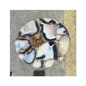 Natural Solid Grey Agate Semiprecious Stone Table Coffee Table Tops