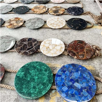Wholesale Natural Luxury Round Gemstones Coffee Table Tops