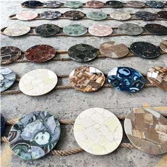 Wholesale Natural Luxury Round Gemstones Coffee Table Tops