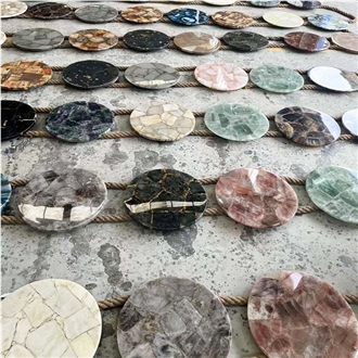 Wholesale Natural Luxury Round Gemstones Coffee Table Tops