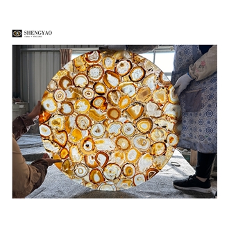 Wholesale Translucent Brown Agate Stone Coffee Table Tops