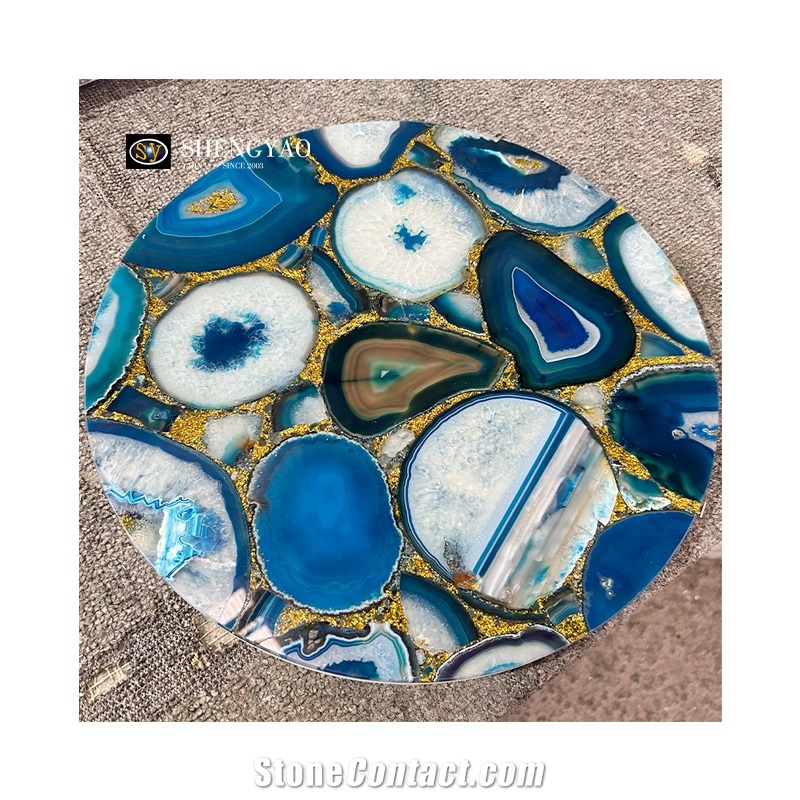 Wholesale Translucent Brown Agate Stone Coffee Table Tops