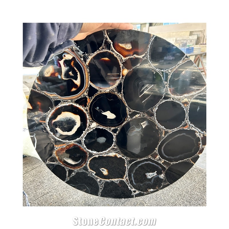 Wholesale Translucent Brown Agate Stone Coffee Table Tops