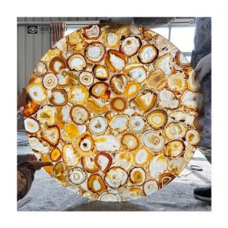 Wholesale Translucent Brown Agate Stone Coffee Table Tops