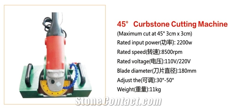 45° Curbstone Cutting Machine (Model 180) - Portable Stone Router, Profiling Machine
