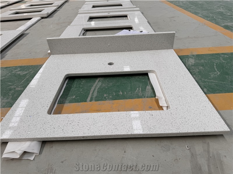 Crystal White Quartz  Bathroom Vanity Tops