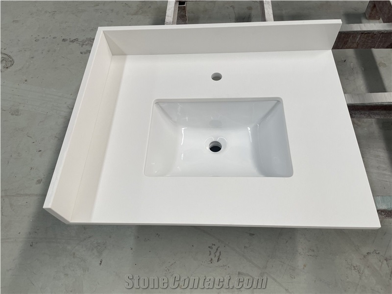 Pure White Quartz Bathroom Vanity Tops