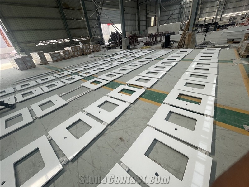 Pure White Quartz Bathroom Vanity Tops