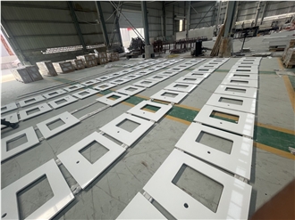 Pure White Quartz Bathroom Vanity Tops