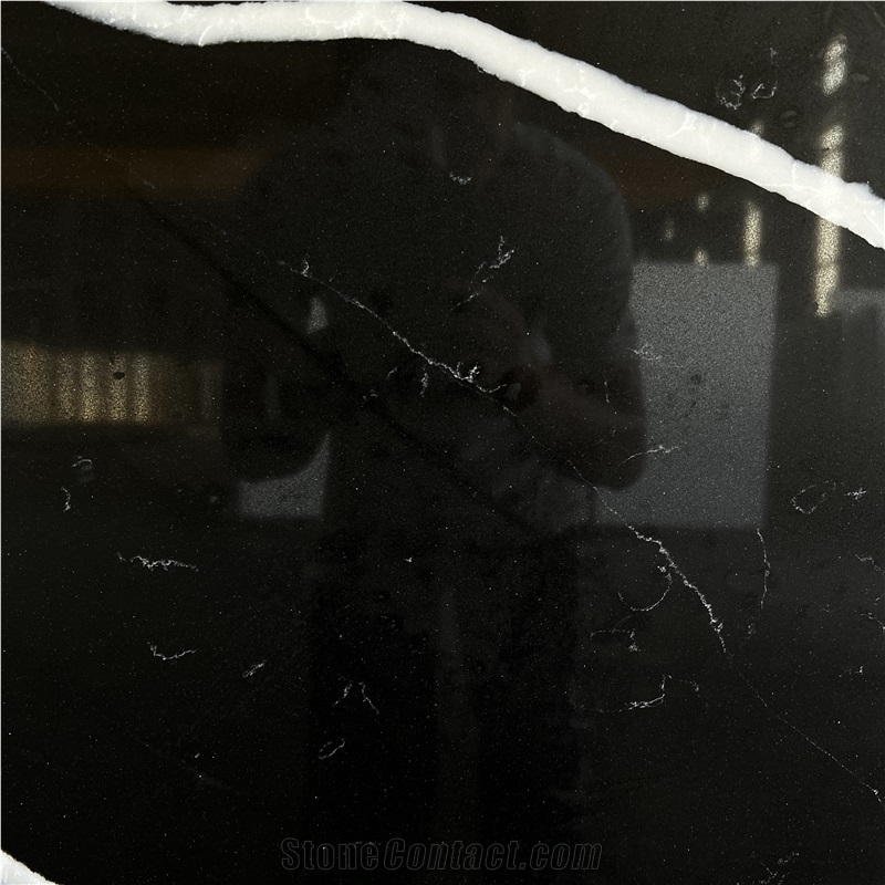 Quartz Surfaces Black Veins Calacatta Slabs Quartz Tiles