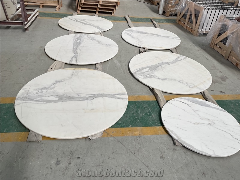Calacatta White Marble Round Table Top