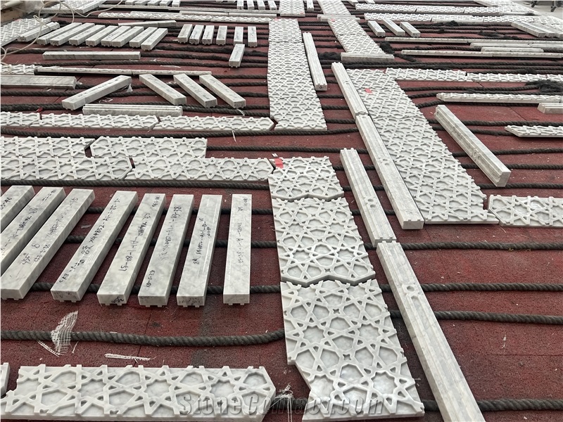 Carrara White Marble Wall Panels,  Laser Engraving