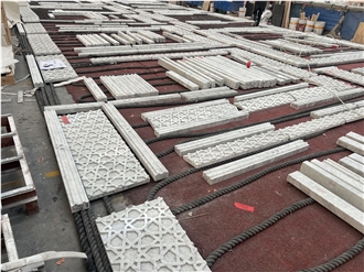 Carrara White Marble Wall Panels,  Laser Engraving