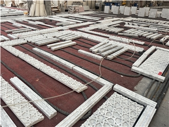 Carrara White Marble Wall Panels,  Laser Engraving