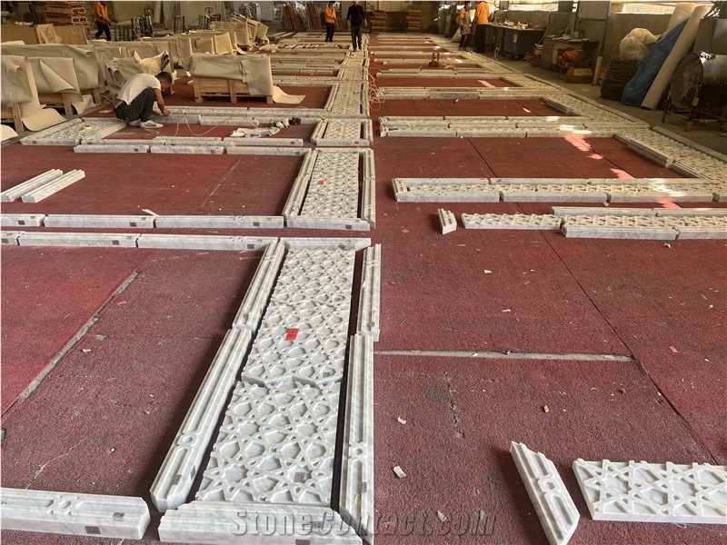Carrara White Marble Wall Panels,  Laser Engraving