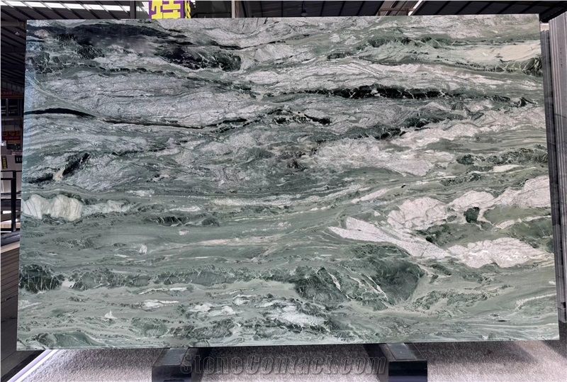 China Ocean Green Marble Slabs Polished