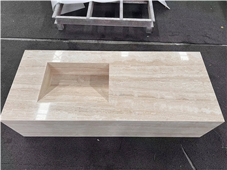 Custom Travertine Intergrated Residential Bath Tops