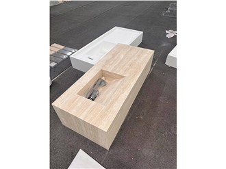 Custom Travertine Intergrated Residential Bath Tops