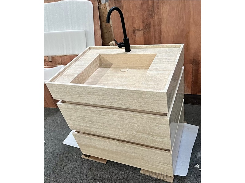 Custom Travertine Intergrated Residential Bath Tops