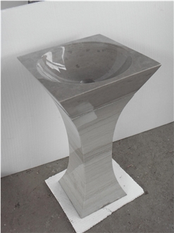 Calacatta Pink Pedestal Round Wash Basin For Hotel Bathrooms