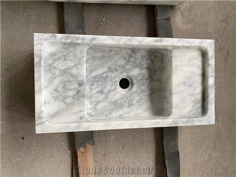 Custom Design Marble Arabescato Counter Wash Basin For Bath