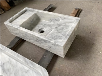 Custom Design Marble Arabescato Counter Wash Basin For Bath