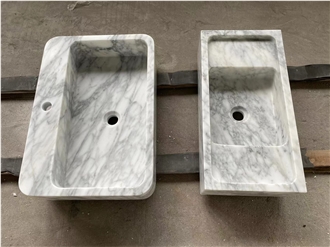 Custom Design Marble Arabescato Counter Wash Basin For Bath