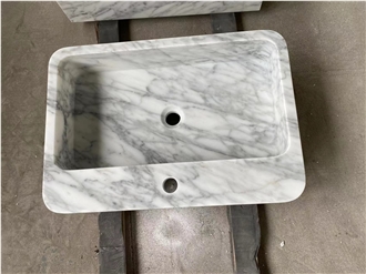 Custom Design Marble Arabescato Counter Wash Basin For Bath
