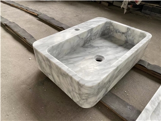 Custom Design Marble Arabescato Counter Wash Basin For Bath