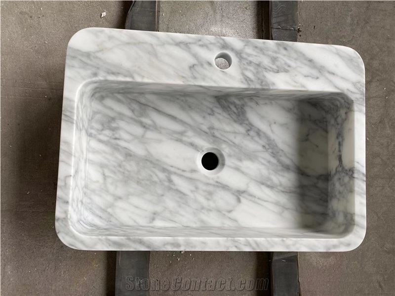 Custom Design Marble Arabescato Counter Wash Basin For Bath