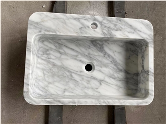 Custom Design Marble Arabescato Counter Wash Basin For Bath