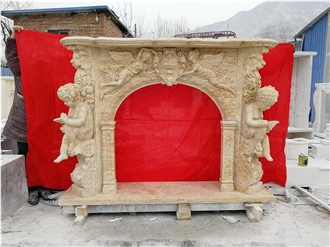 Fluted Marble Calacatta Paonazzo Fireplace For Home Decor