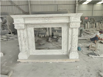 Fluted Marble Calacatta Paonazzo Fireplace For Home Decor