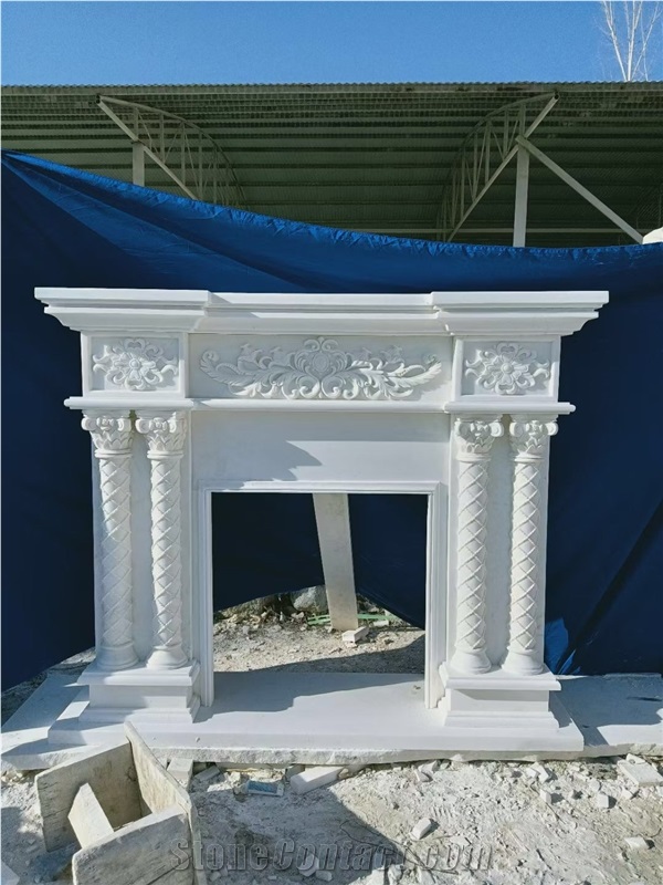 Fluted Marble Calacatta Paonazzo Fireplace For Home Decor