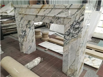 Luxury Marble Paonazzo Fireplace Mantel For Restaurant Decor