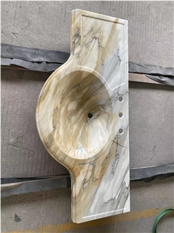 Prefab Marble Calacatta Gold Vanity Tops For Hotel Bathrooms